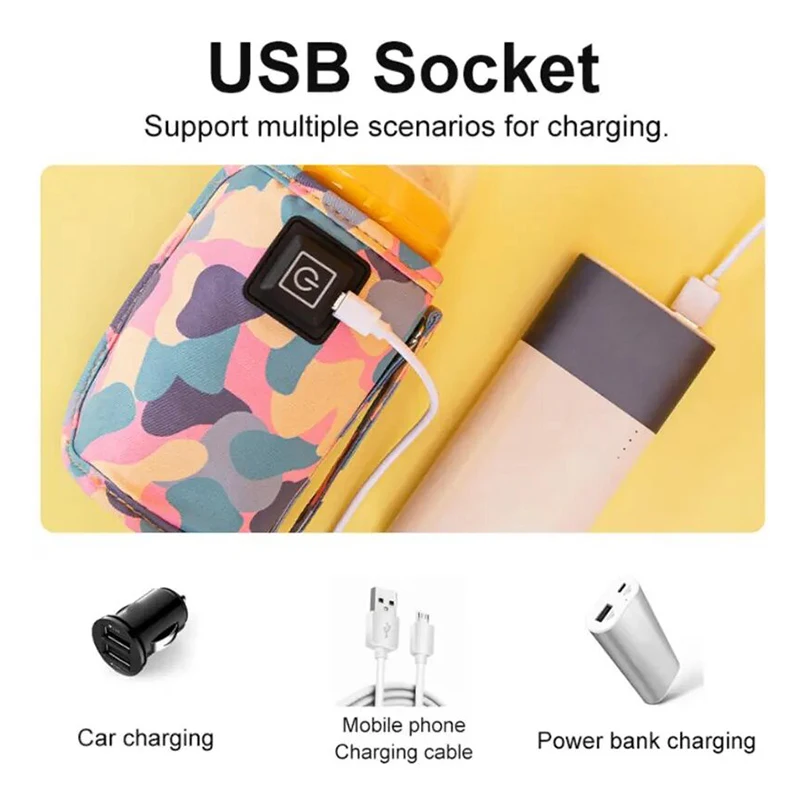 Wholesale USB Rechargeable Infant Feeding Bottle  Insulation Thermostat Portable Baby Bottle Warmer Bag