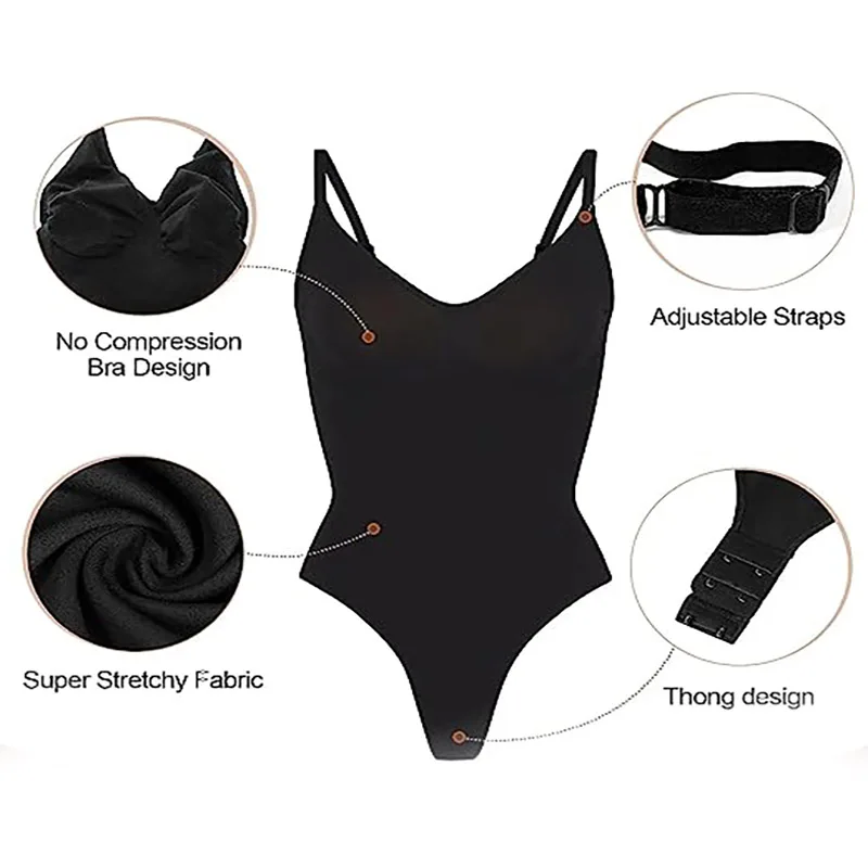 Thong Bodysuits Women Tummy Control Bodysuit Full Bust Shaping Seamless Body Shaper For Women