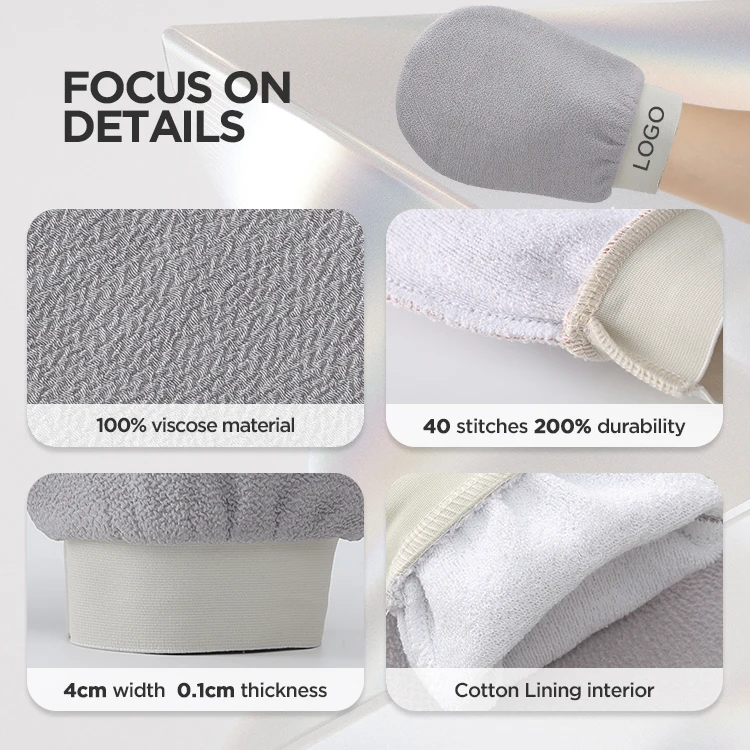 Silicone-free Viscose Dead Skin Remover Exfoliating Mitt Body Scrubber Gentle Exfoliating Glove For Softer & Smoother Skin Glow