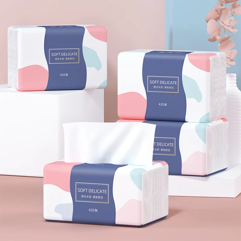 Facial Tissue Paper Factory Wholesale Best Cheap Bulk Color 4 Ply Virgin Wood Pulp Tissue Facial