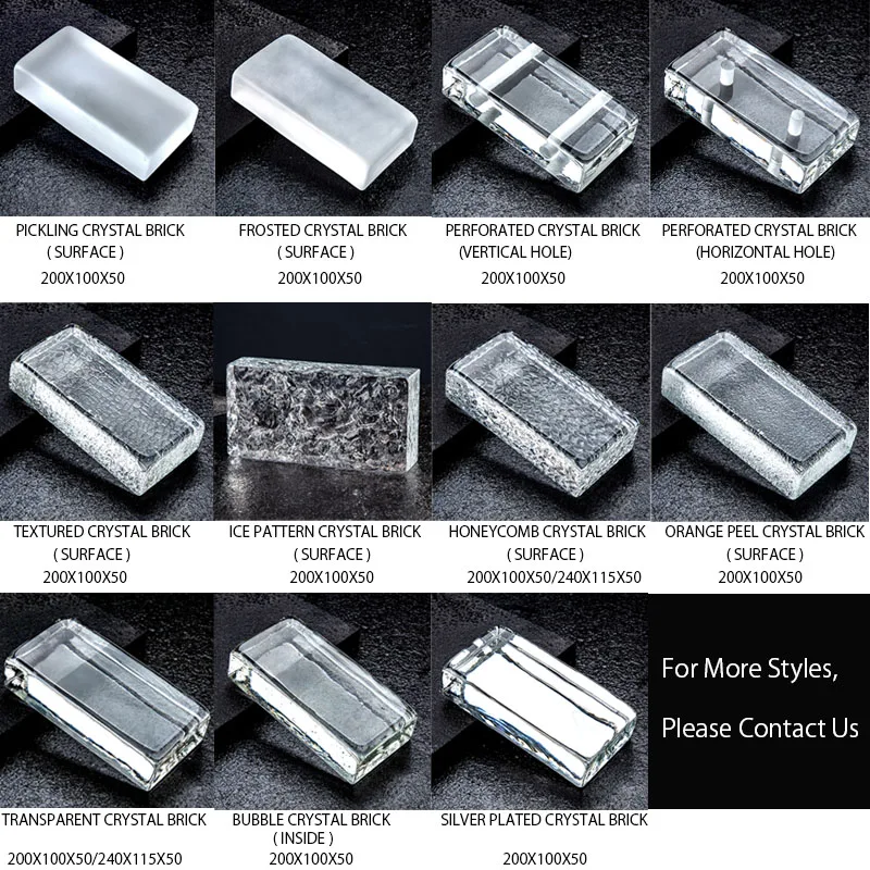 Hot Sell Building Factory Price Direct Sales Multiple Sizes Glass Block Solid Hot Melt Multicolour Clear Crystal Brick
