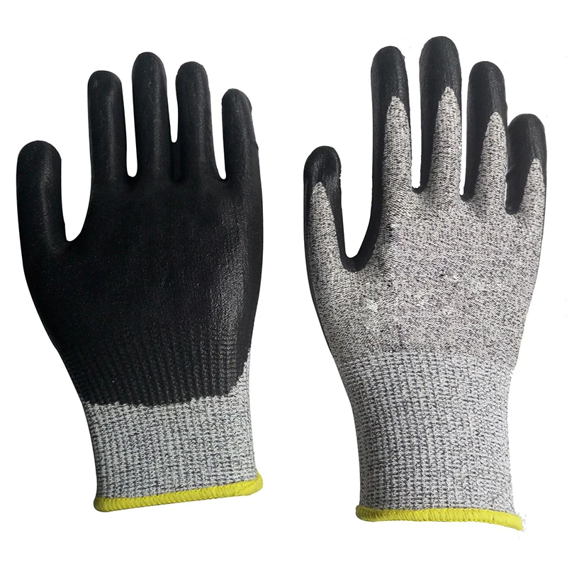 HPPE Cut Resistant Ce Level 5 Cheap Pu Palm Coating Anti-cut Gloves