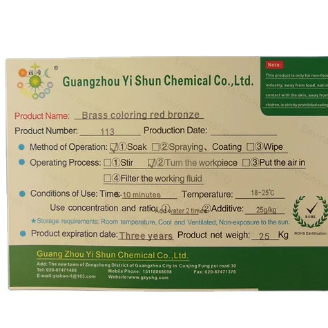 Green brass colorant red bronze reagent