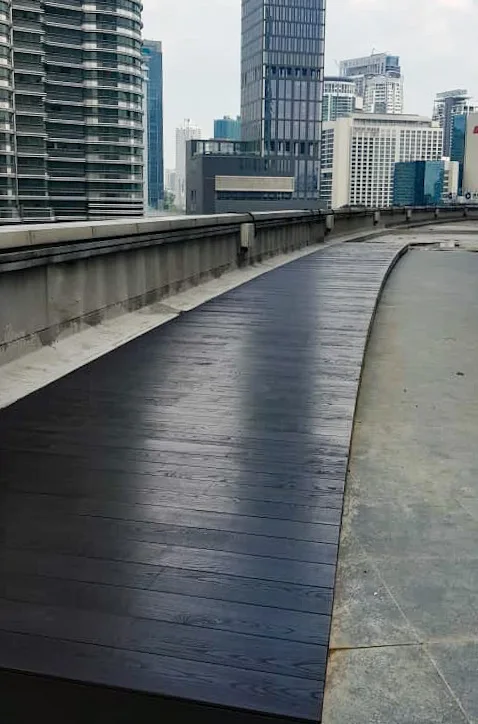 Outdoor Wood Decking Tiles Thermo Ash Solid Wood Deck for Exterior / Swimming Pool Deck