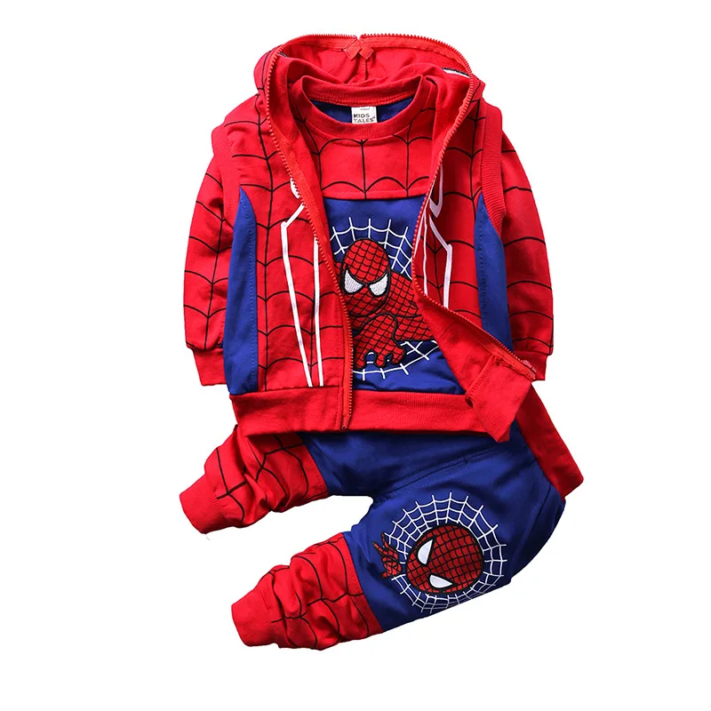 Spiderman Baby Boys 3pcs Clothing Sets Zipper Hoodies+T-shirts+Pant Sports Suit Children Outfits  Costume Kids Tracksuit Clothes