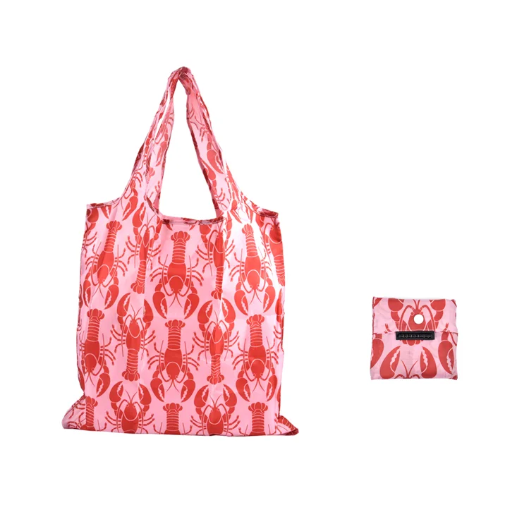 Eco-Friendly Customized Supermarket Reusable Rpet Foldable Grocery Shopping Bag With Nylon Pouch