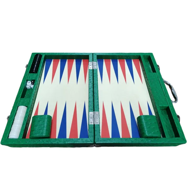 Backgammon with Dice Fold up&Travel Size design Backgammon Chess 3 in 1 Set Hot Products Ostrich Skin Backgammon Board for fun