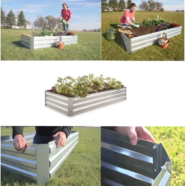 Large Raised Garden Bed Galvanized Steel Planter Box Garden Veggies Herbs Box