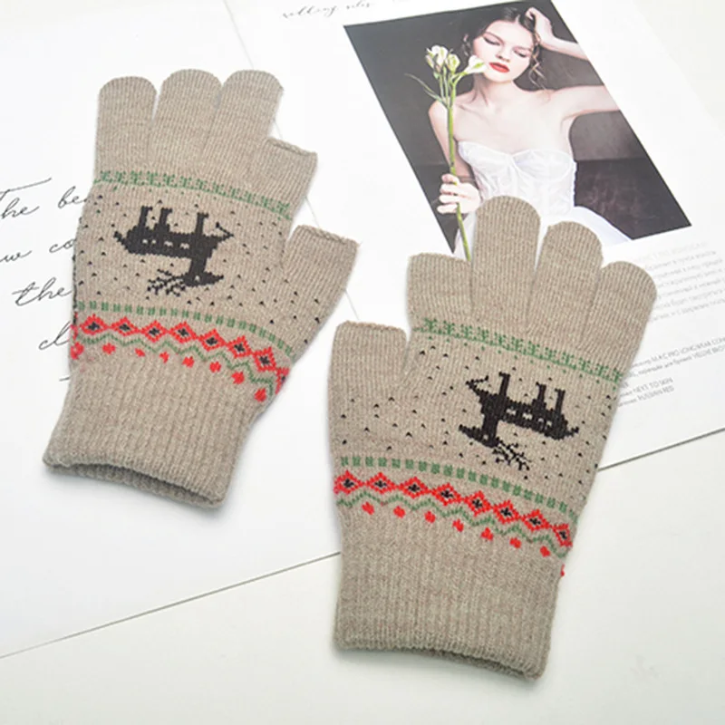 Personalized Two Fingers Exposed Touch Screen Knitted Warmth Glove