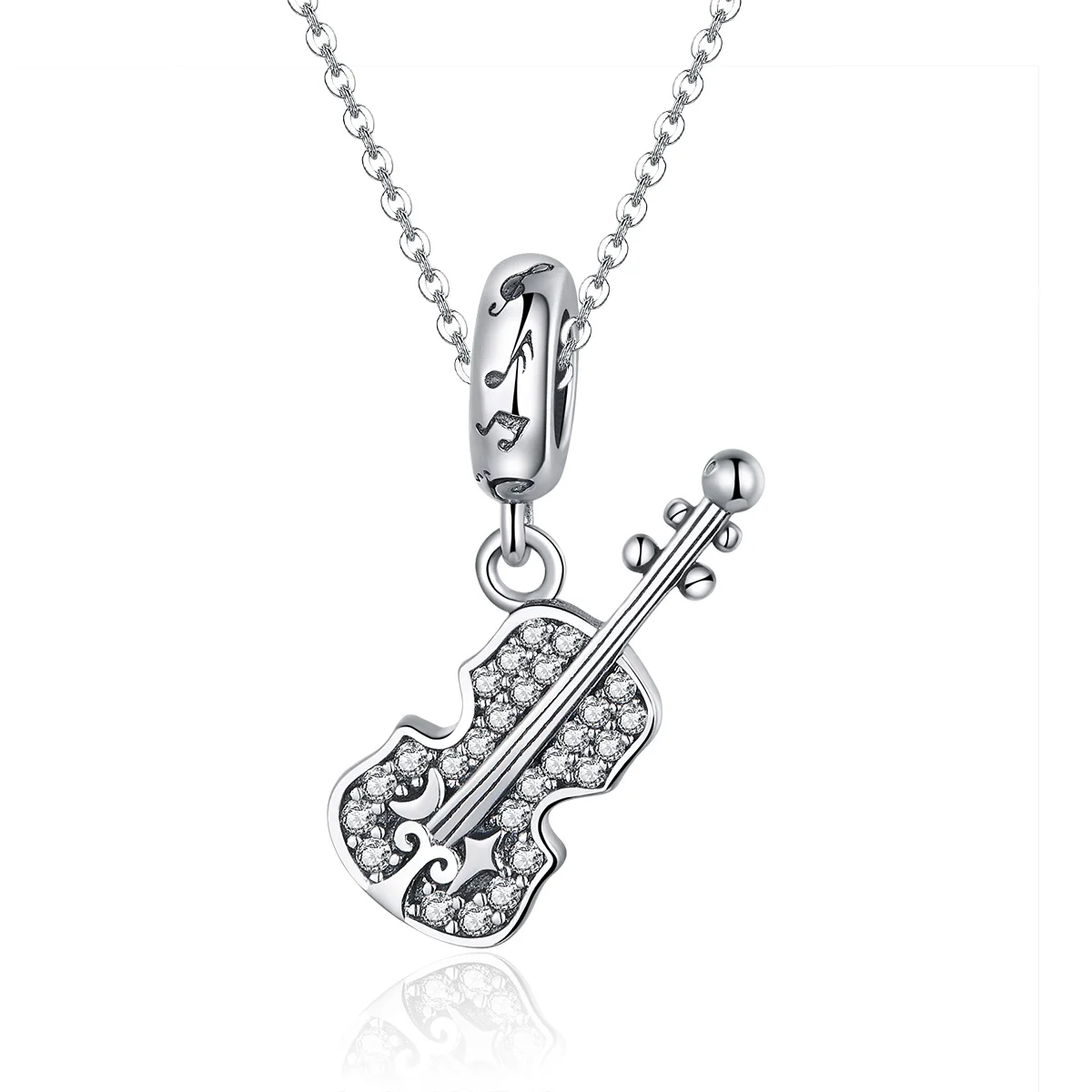 Cubic Zirconia Gemstone Violin Pendant Charm for Jewelry Making 925 Sterling Silver Dangle Charm Jewellery