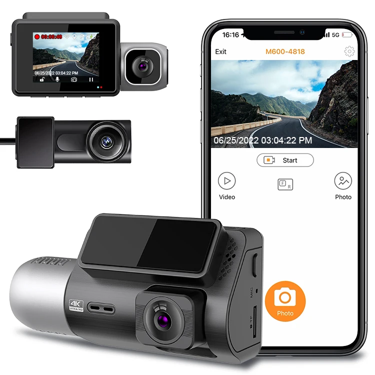 Оптовая продажа опционально 3-канальный автомобильный черный ящик 2K + 1080P + 2K Night Clear Hd Wifi 4k Автомобильный видеорегистратор для автомобилей