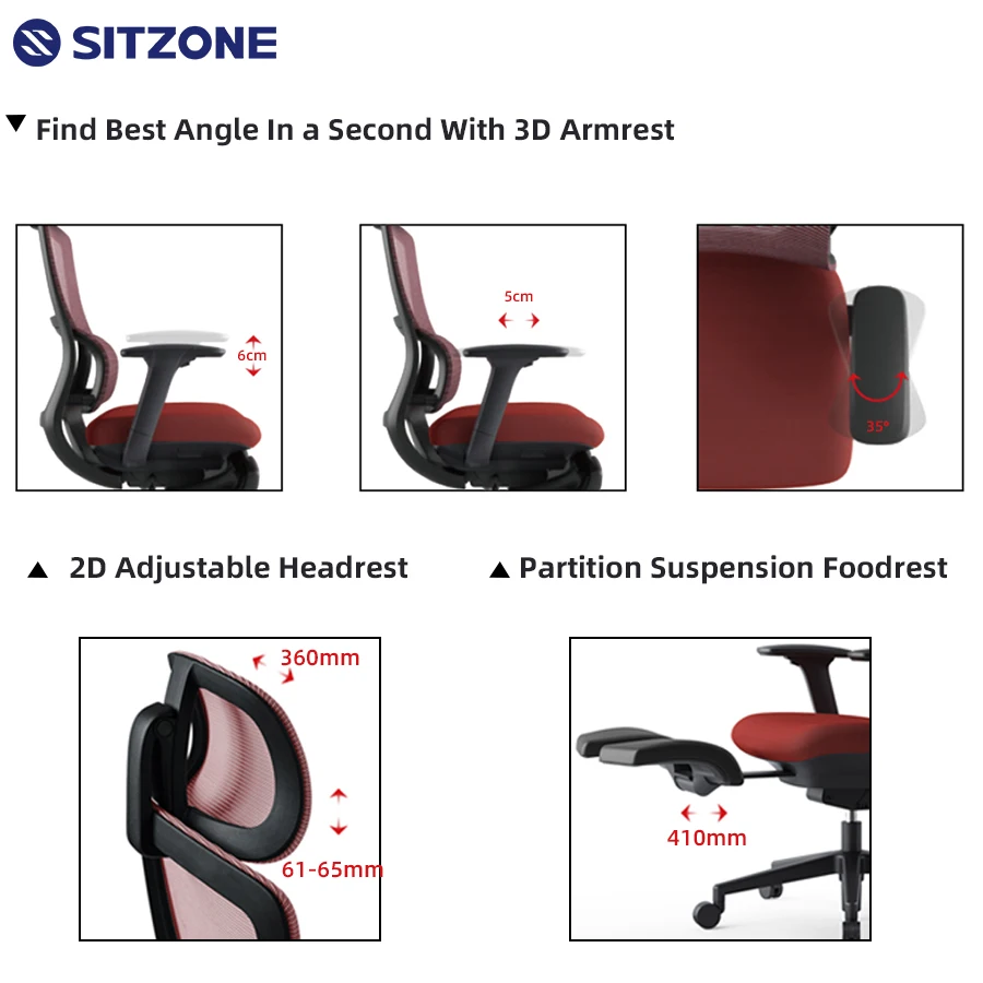 Sitzone Factory Sales High Back Adjustable Swivel Office Furniture Executive Staff Work Ergonomic Mesh Chairs For Office