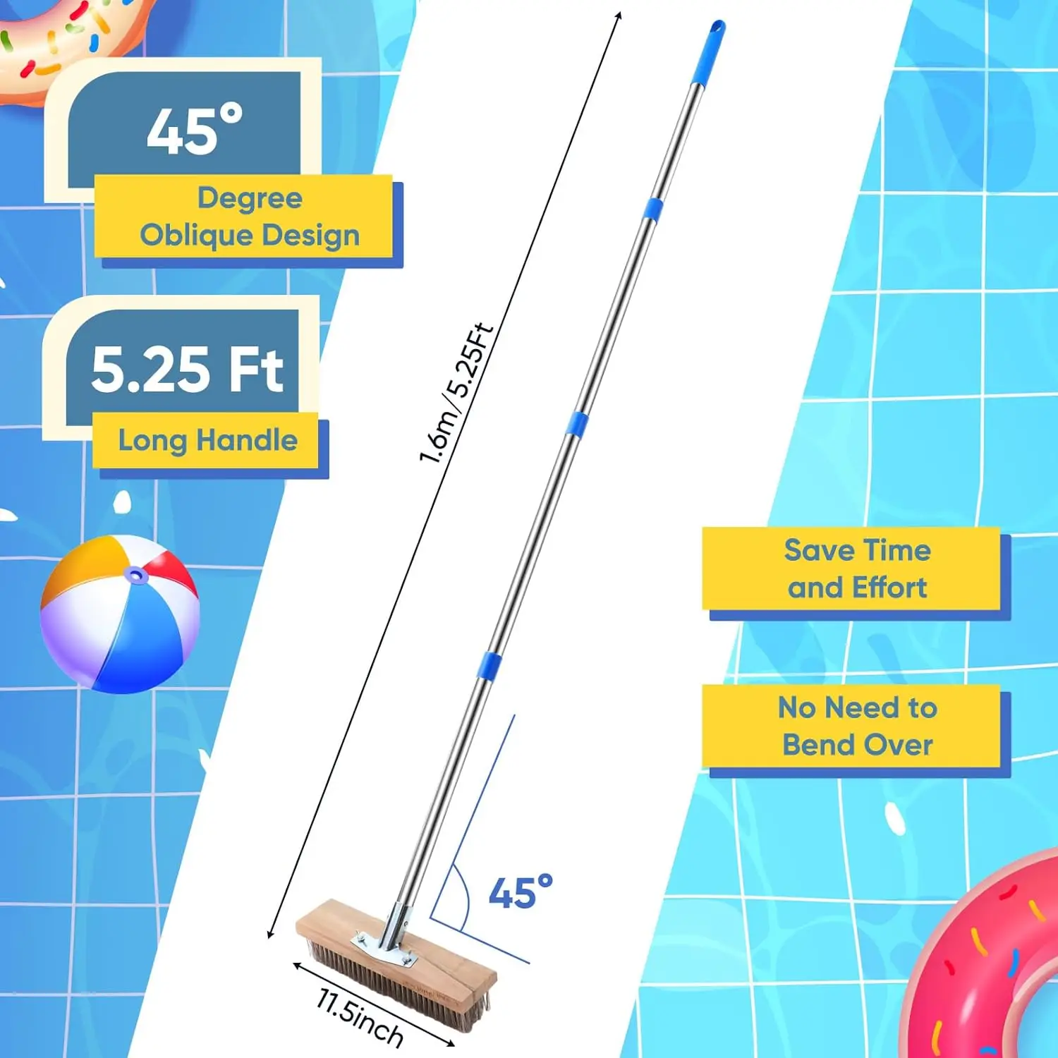 2 Pcs Stainless Steel Deck Wire Brush Concrete Brush Stiff Bristle Broom for Cleaning Scrubbing Removing Rough