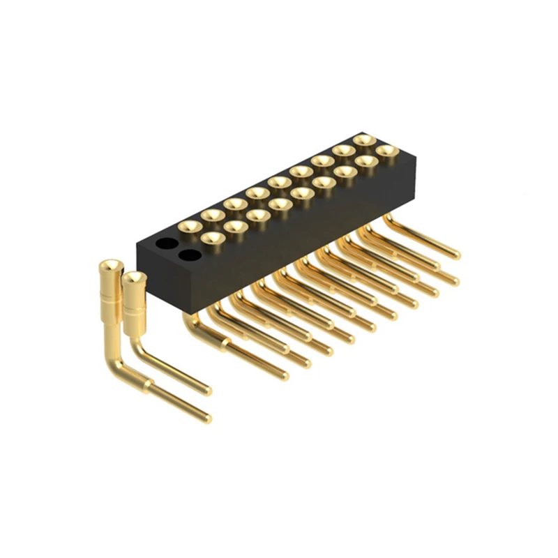 Dual Row 20 Pin H2.0mm Right Angle Peg Female Pogo Pin Connector Flat contact for PCB