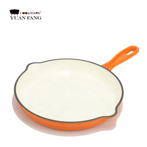 Best seller different colors Enameled Coated Solid Cast Iron Frying Pan Skillet