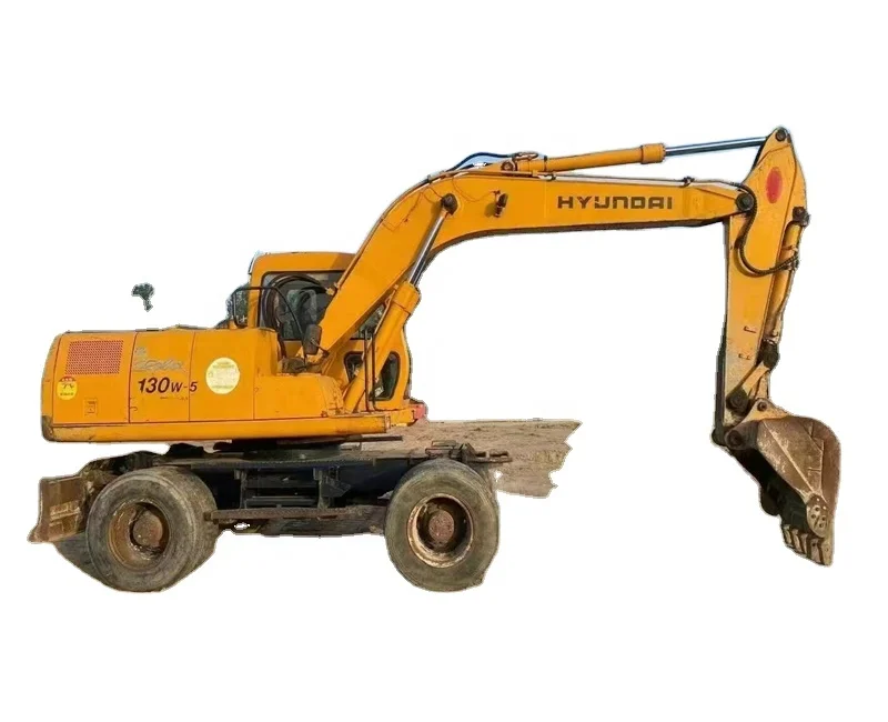 Hyundai 130W-5 Used excavator construction machine second hand hydraulic wheel excavator hyundai