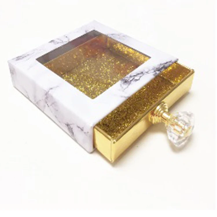 
whole sale High quality real faux mink lashes eyelashes rectangle square drawer case boxes package 