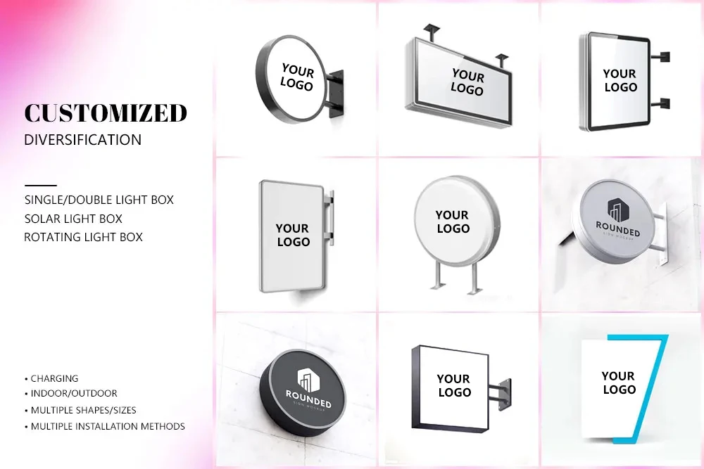 Winbo Custom Outdoor double side 3D advertising led vacuum forming blank rotating advertising light box