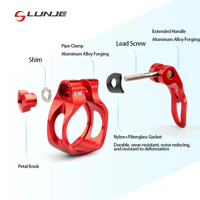 LUNJE Colorful 31.8/34.9mm Aluminum Alloy Seat Tube Clip Lockable Clamp Bicycle Se Atpost Clamps for Bike Other Parts