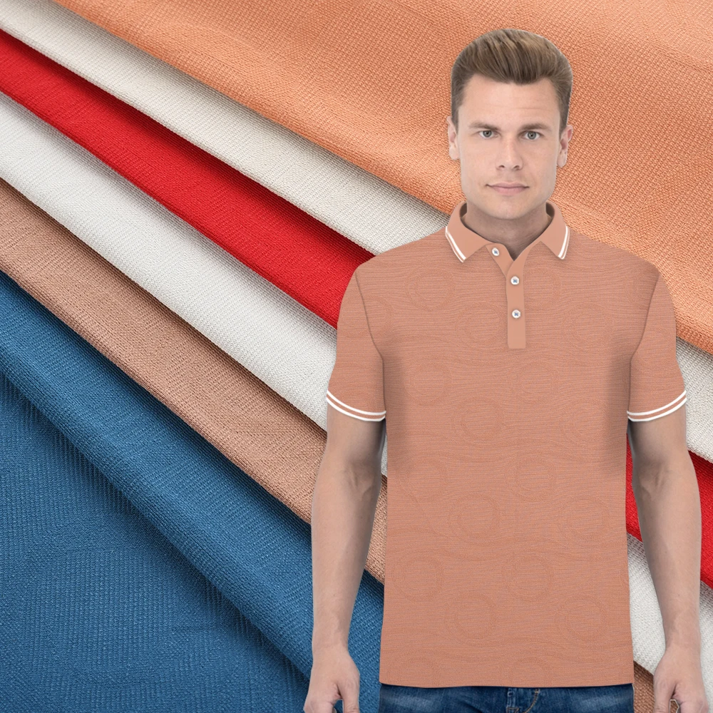 wholesale cheap jacquard waffle knit fabric 8% Spandex 46% Tencel 46% Cotton fabric for polo shirt
