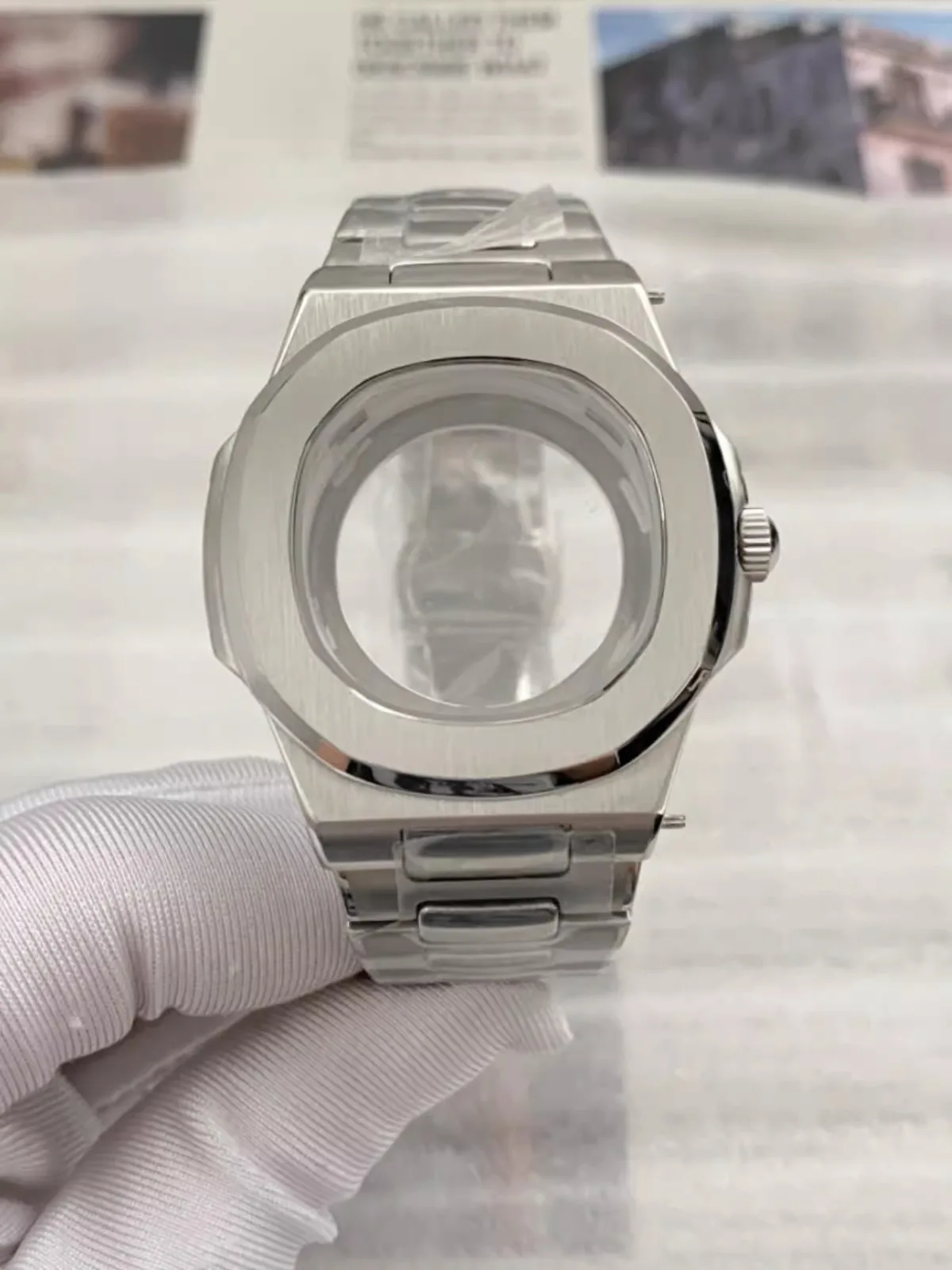 41mm NH35 Full Set Case Dial Pointer Stainless Steel Automatic Movement Bracelet Glass Transparent Back