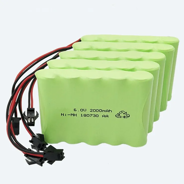 6V 2000mAh Ni-MH 5 AA Rechargeable Battery Pack with SM-2P Black 2 Pin Connector Plug
