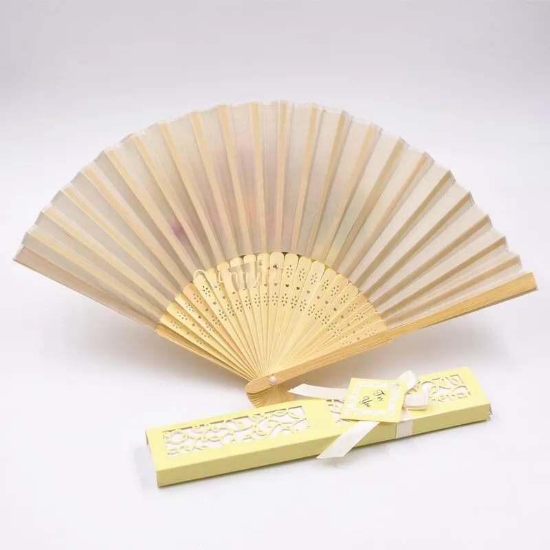 Silk Bamboo Craft Gift Hand Fan For wedding Bridal Shower Party Guests Gifts Souvenirs