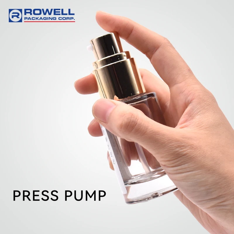 2022 Hot Sales 100ml Lotion Pump Glass Bottle with ALU Gold Press Pump Packaging