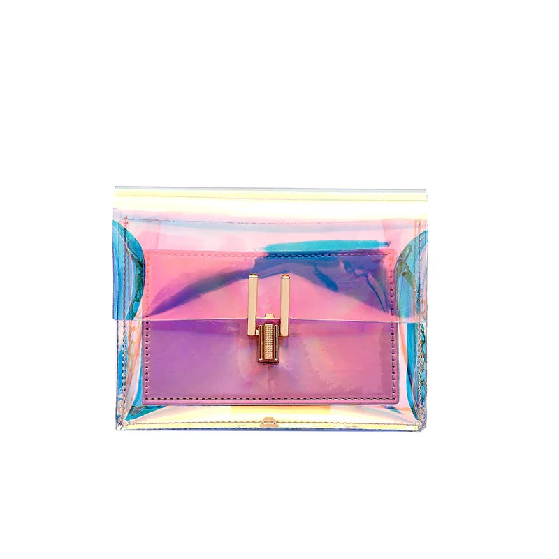 Holographic shoulder Colorful Chain Bag Rainbow Laser Purses Clear Jelly Mini Bag Transparent Handbag for women 2020