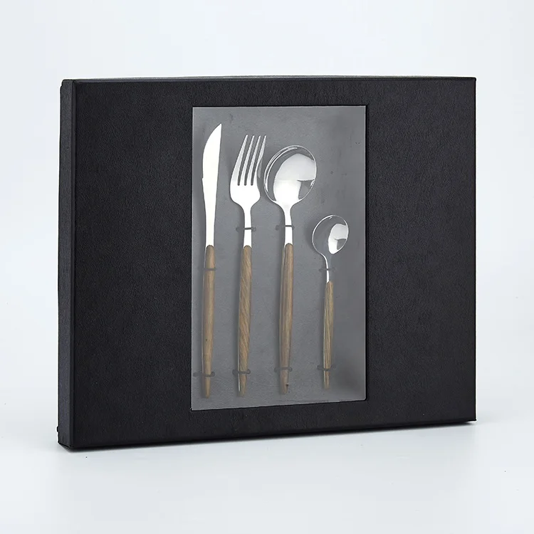 Royal wedding gold plating stainless steel knife fork spoon plastic handle cutlery sets