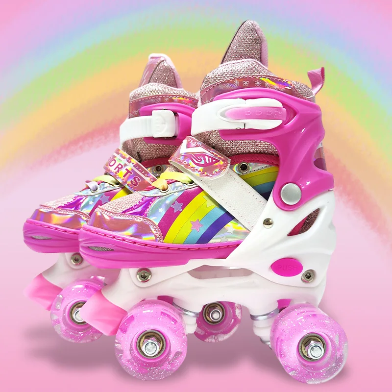 EACH Patines Roller Skate 4 Ruedas De 4 Ruedas Con Luz Wholesale Roller Skates Shoes for Kids Adjustable 4 Roller Skate