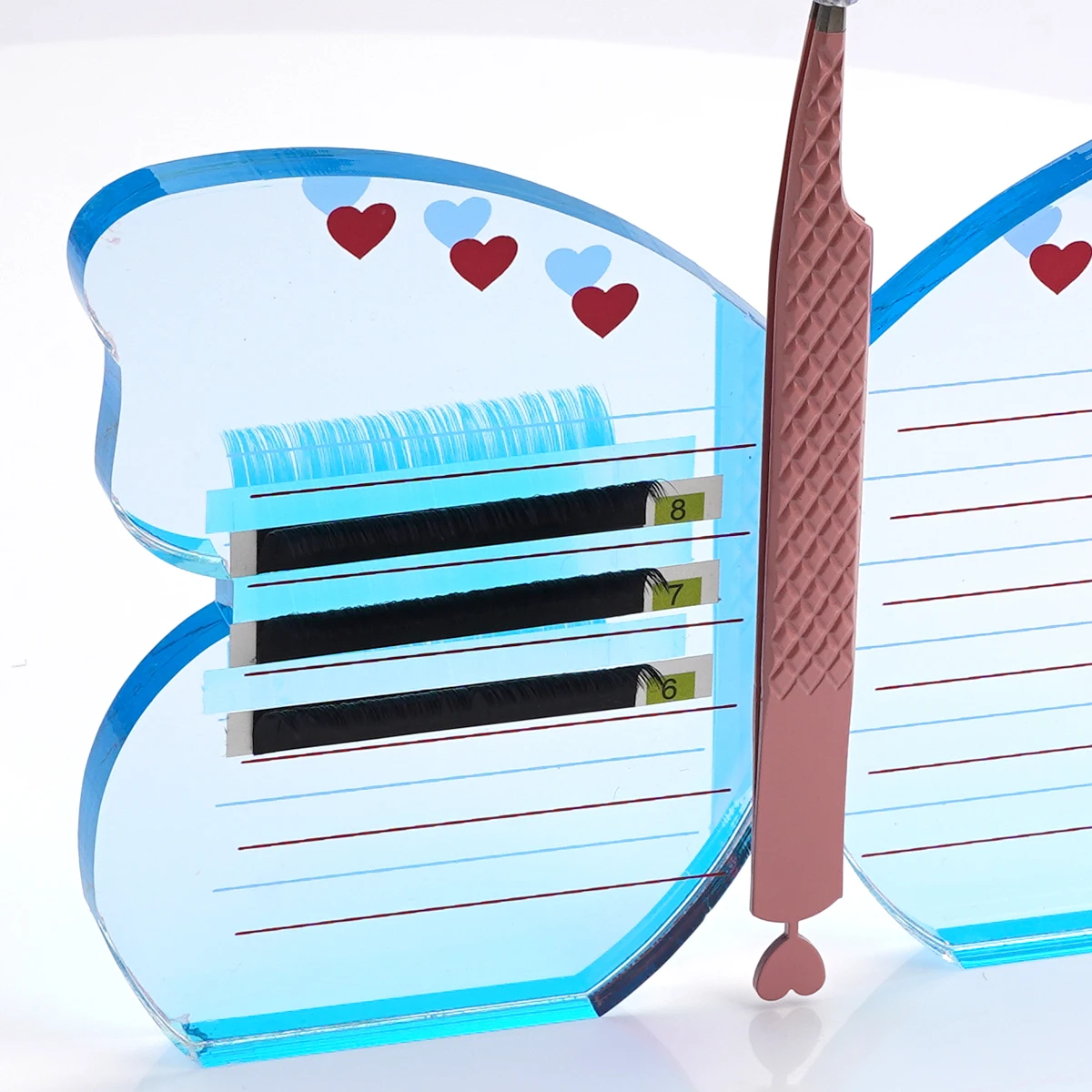 Cloud Heart Butterfly Eyelash Pallet Private Label Magnetic Acrylic Pink Lash Tile with Glue Holder Magnet