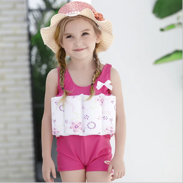 Printing Safety  Kids Girls  One Piece  Flat Angle  Floating Buoyancy Swimwear Swimsuit For Children