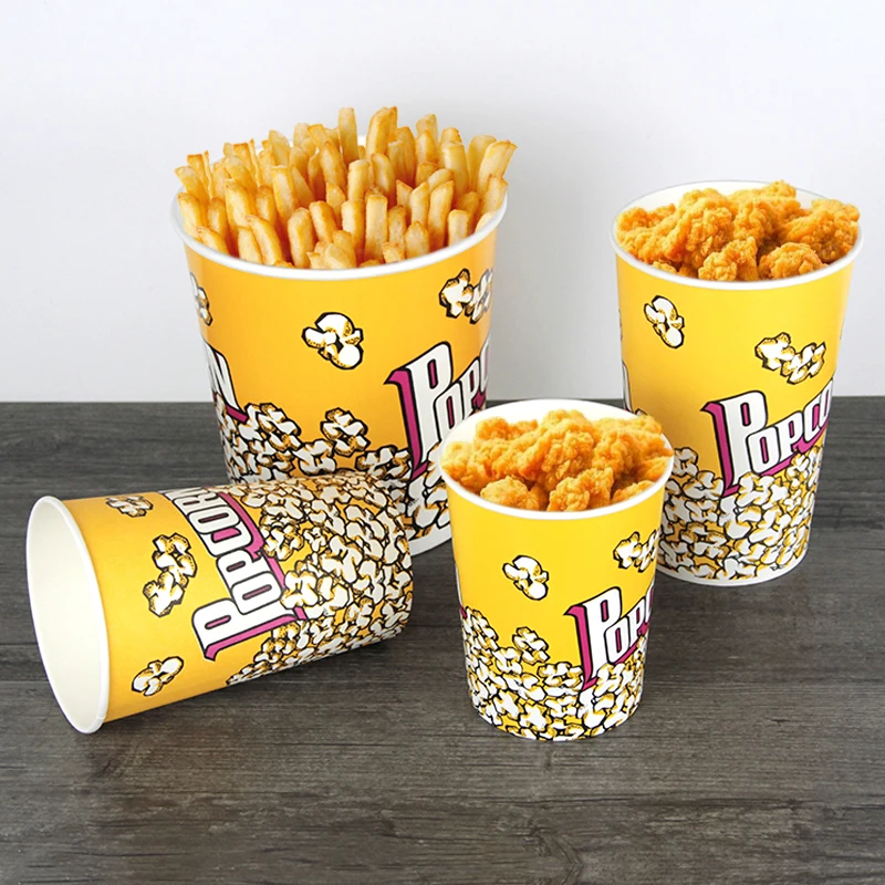 Popcorn Tub Custom Design Disposable Paper Popcorn Bucket from 24oz to 180oz