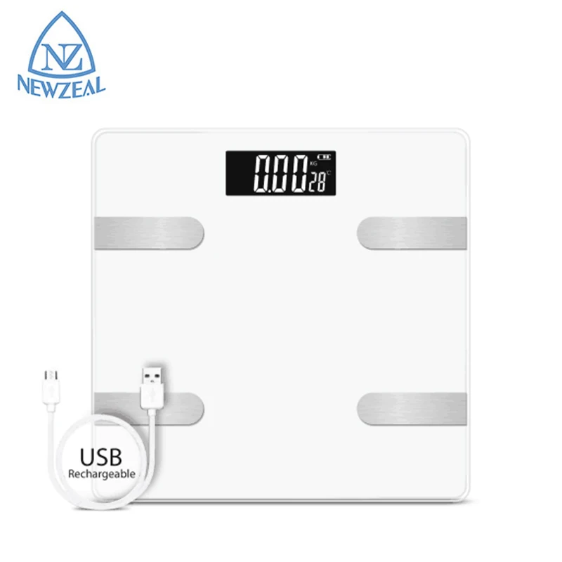 USB rechargeable battery LCD 180Kg 396Lb Digital Personal Bathroom Body Fat Weighing Scale