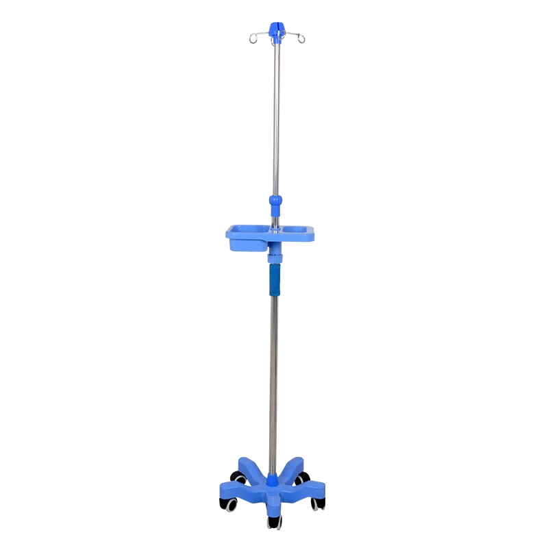 Medical Portable IV Stand Pole Stainless  Steel IV Drip Stand with wheel