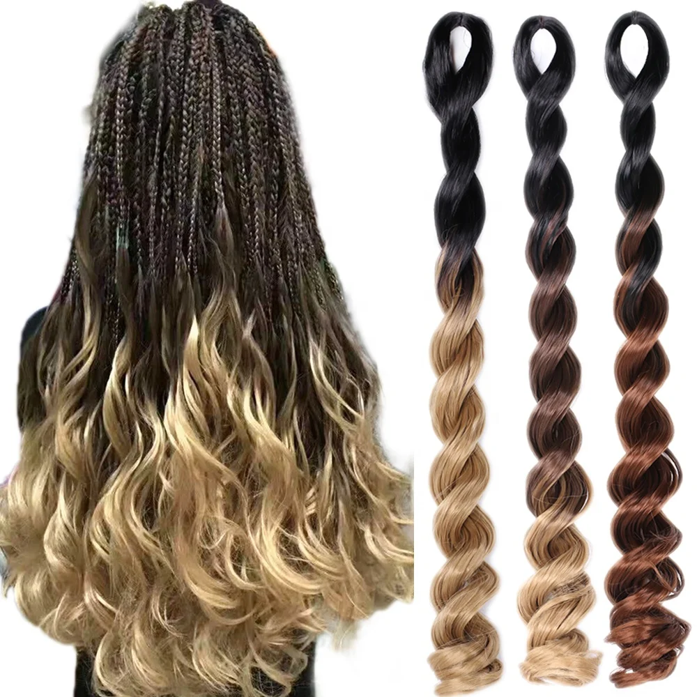 Ombre Big Curly Wavy Braiding Hair Jumbo Hair Colorful Synthetic Sea Body Deep Wave Curly Crochet Braids Hair Extensions