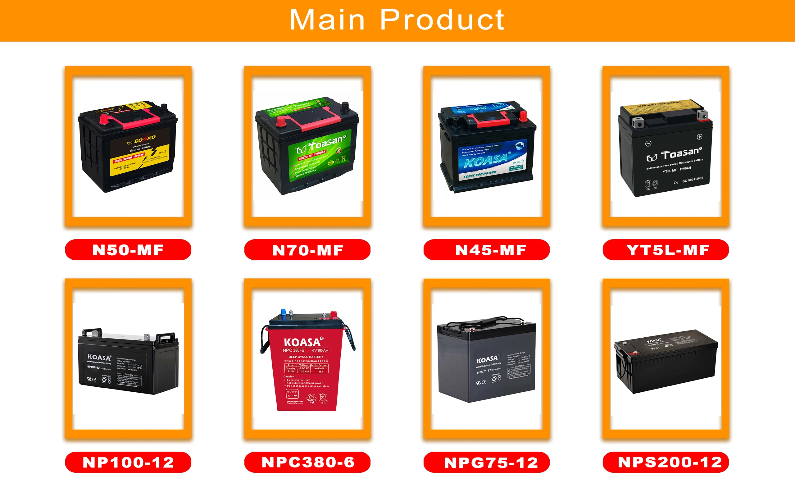 KOASA Storage Battery 12V 90AH Customizable Sealed AGM Battery