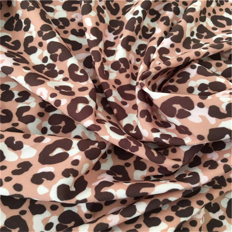 Printing Leopard printed stretch polyester elastic pongee spandex fabric