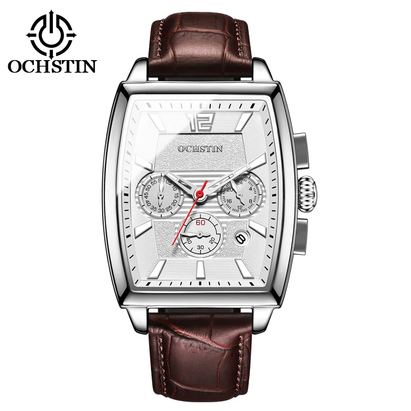 Современные мужские кварцевые часы Ochstin 6133 Роскошные водонепроницаемые с квадратным корпусом и хронографом для мужчин