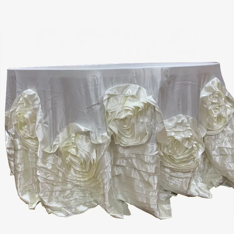 Luxury Round Table Decoration Banquet Wedding Embroidered Rosette Flower Tablecloth Table Cover