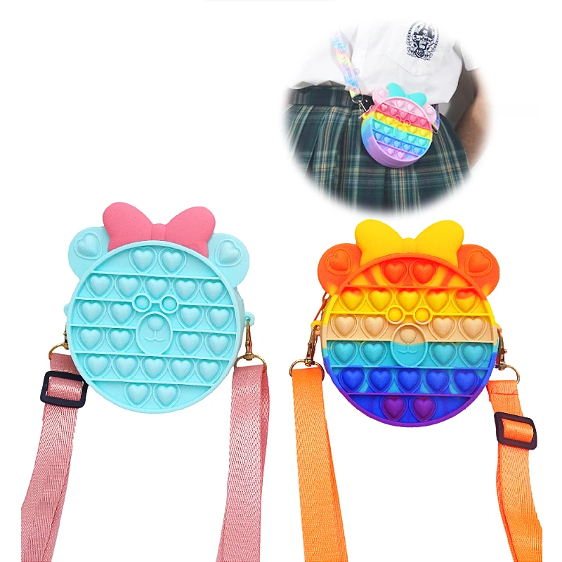 Push It Bubble Pop Popper Fidgets Packs Crossbody Simple Shoulder Bag for Kid Adult Pop Purse Bags Fidget Toy Pack for Girl