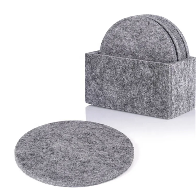 Wholesale cheap grey color felt round cup coaster