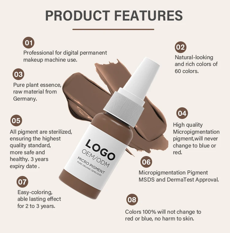 Best Colors!!! OEM ODM Permanent Makeup Tattoo Pigment  Brow Tattoo Ink Pigment Micro Microblading Pigment
