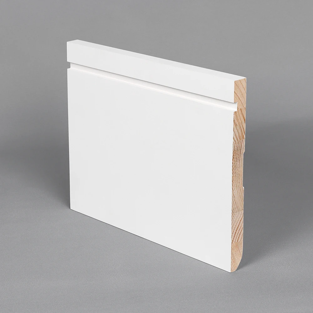 White Primed baseboard wood moulding Flooring trim moulding wall Skirting baseboard