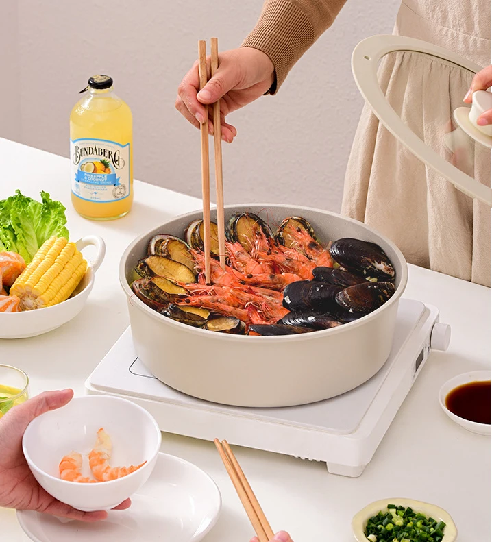 New product medical stone set pot detachable non-stick pot set composite pot bottom induction cooker microwave oven available