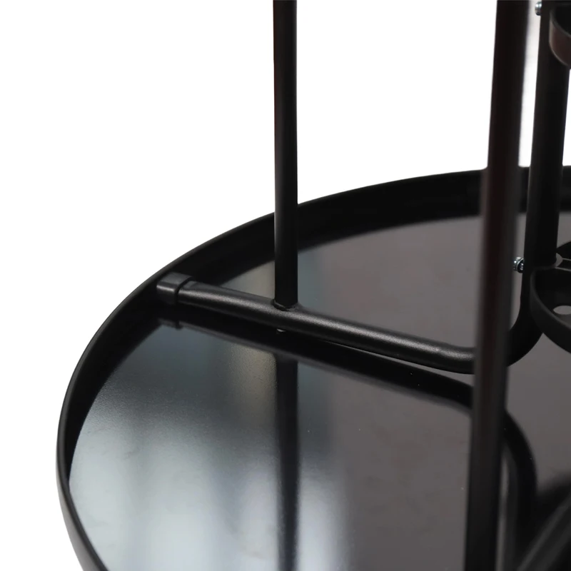 Custom Private Label black wrought iron patio round glass coffee table