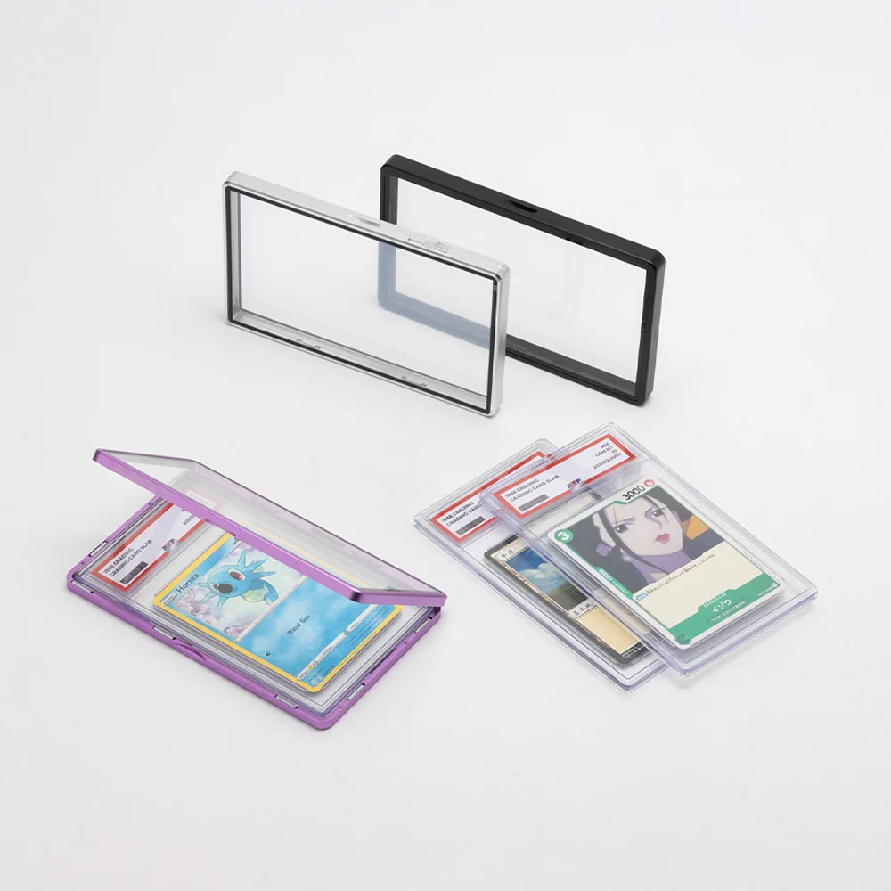 Grading Card Case UV Protection Magnetic Aluminum Display Slab Case Graded Card Protector Slabs Glass Cover Box