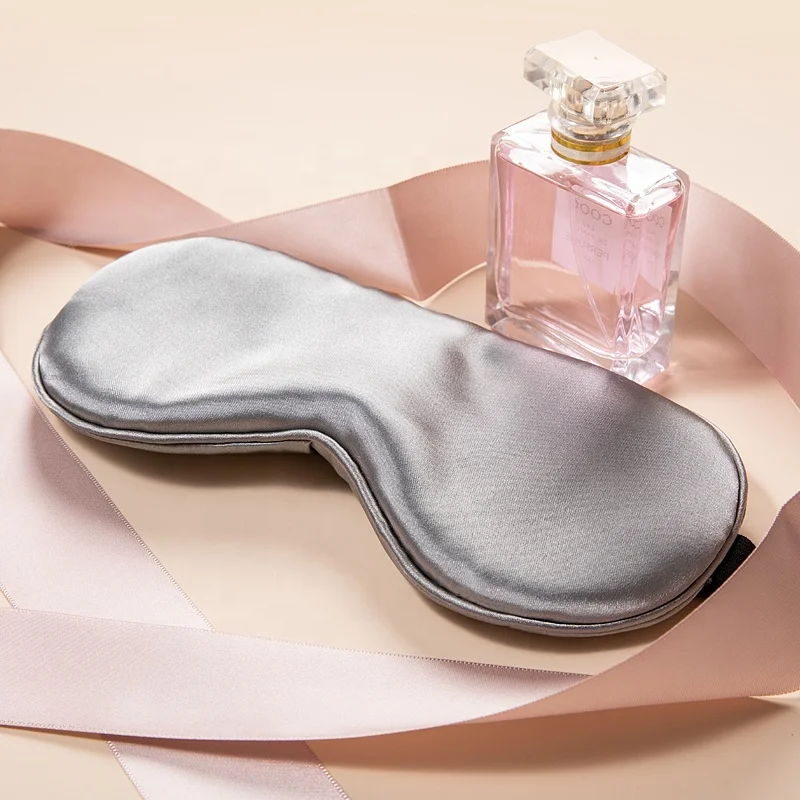 Customized Super Smooth Unisex silk satin Eye Mask for Airplane Hotel Sleep Eyemask