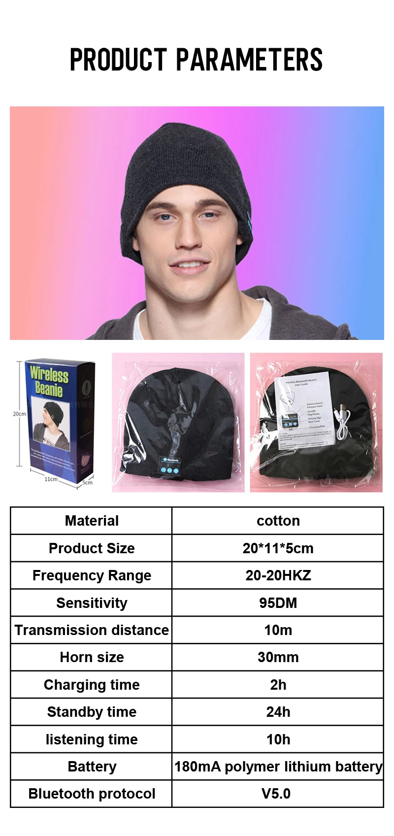 Newest Wireless Bluetooth Headphones Music Sport Smart Outdoor Winter Beanie Hat With Speaker